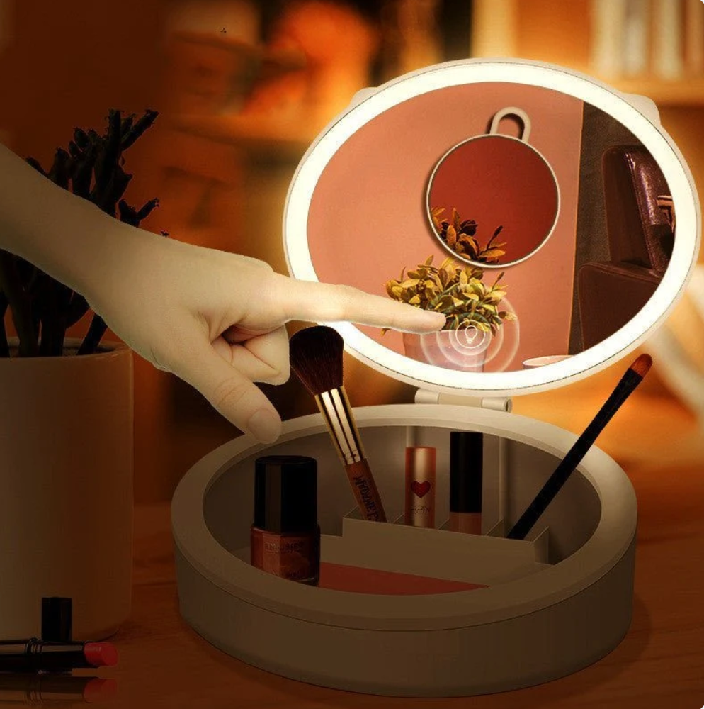 LED Makeup Mirror with Storage Box