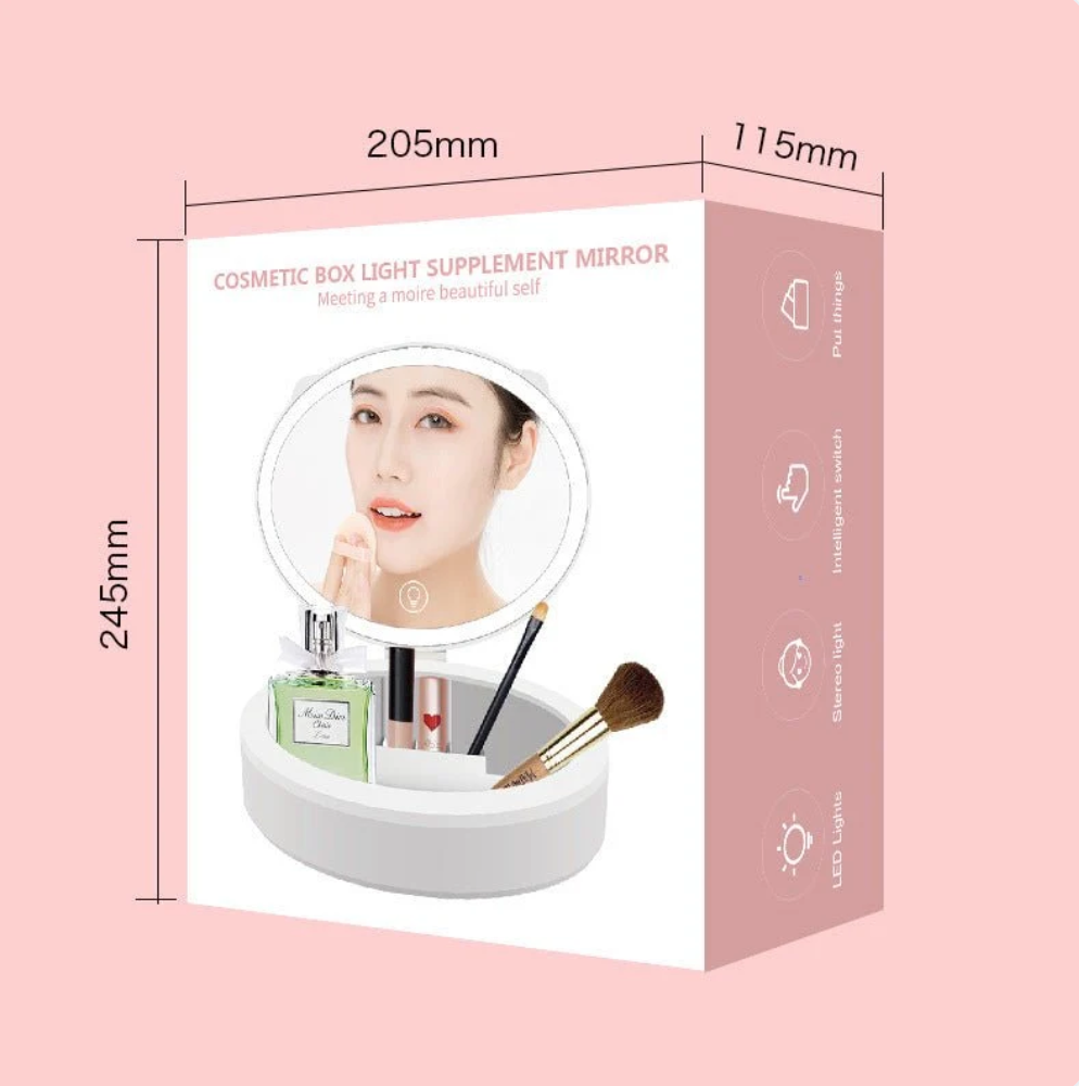 LED Makeup Mirror with Storage Box
