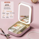 Portable Makeup Storage Box with LED Mirror